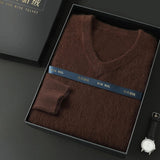 Xituodai Men's sweater autumn and winter cashmere sweater wool pullover sweater thick bottom knitted V-neck loose warm top Korean version Xituodai