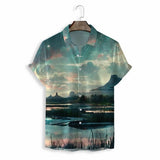 Xituodai 3D Digital Printing Field Landscape Men's Casual Loose Shirt