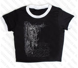 Xituodai Women Printing Women T-Shirt Slim Crop Top Retro Casual Tee Y2k Top Streetwear Sexy Tops Short Navel Female Clothes Emo girls