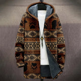 Xituodai Men Jacket Cardigans Coats Printed Native Retro Aztec Graphics Plush Thick Outdoors Fleece Winter Casual Streetwear Clothing Xituodai