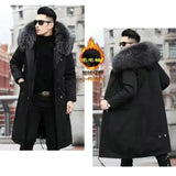 Xituodai  Men's Imitation Fur Liner Winter Warm New Fur One-piece Coat Imitation Mink Fleece Mid-length Fur Coat