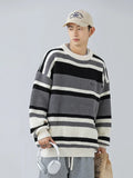 Xituodai Japanese Style Striped Sweater Men's Fall and Winter Models Retro Versatile Pullover Thick Needle Loose Fashion Trend Knitwear Xituodai