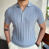 Xituodai Men's Short-Sleeved Polo Shirt with Lapel Collar, Business Casual Style, Pure Color Sweater, New Fashionable Design, Plus Size