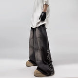 Xituodai American Style Oversized Pocket Retro Baggy Jeans Men Y2k Hip Hop Punk Wide Leg Straight Overalls Black Denim Pants Streetwear