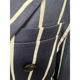 Xituodai 2Pcs Mens Blazer Sets Suits Casual Blazer Business Striped Turndown Collar Double Breasted Blazer Suit for Work and Daily Wear