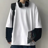 Xituodai Chic Autumn Top Long Sleeves Oversized Hip Hop Comfortable Autumn Top  Loose Men T-shirt for Daily Wear