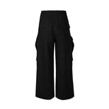 Xituodai Ro Style Wide Leg Drawstring Black Cargo Pants Unisex Straight Baggy Casual Overalls Men's Streetwear Loose Oversized Trousers