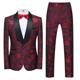 Xituodai Fashion New Men's Casual Boutique Business Wedding Host Flower Color Suits 3 Pcs Set Dress Blazers Jacket Pants Vest Coat