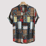 Xituodai Hawaiian Shirt Man Summer New Beach Print Short-sleeved Male Clothes Roll Collar Chic Vintage Refine Causal Wear Elaborate