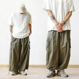 Xituodai Baggy Cargo Pants Men's Wide Leg Trousers Male Oversize Japanese Cropped Ankle-length Pocket Casual Streetwear hip hop