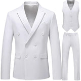 Xituodai Men Casual Boutique Business Double Breasted Suit Coat 3 Piece Set / Solid Color Slim Fit Blazers Jacket Pants Vest Trousers