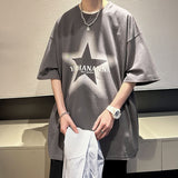 Xituodai Men Oversized T Shirt Streetwear Tee High Street Short Sleeve Star Graphic Print Tshirts Fashion Summer Tops