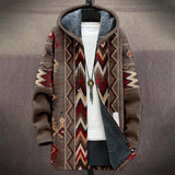 Xituodai Men Jacket Cardigans Coats Printed Native Retro Aztec Graphics Plush Thick Outdoors Fleece Winter Casual Streetwear Clothing Xituodai