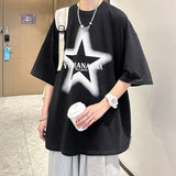 Xituodai Men Oversized T Shirt Streetwear Tee High Street Short Sleeve Star Graphic Print Tshirts Fashion Summer Tops