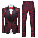 Xituodai Fashion New Men's Casual Boutique Business Wedding Host Flower Color Suits 3 Pcs Set Dress Blazers Jacket Pants Vest Coat