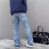 Xituodai Y2K Fashion Ink Painting New Baggy Stacked Jeans Kpop Cargo Pants For Men Clothing Women Luxury Denim Trousers Ropa Hombre