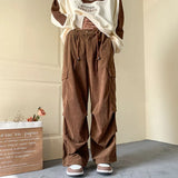 Xituodai Men's Brown Y2K Baggy Japan Pants Oversized Corduroy Loose Wide Leg Cargo Pant Trousers Casual Men Sweatpants Streetwear Korean