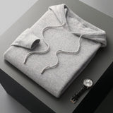 Xituodai Men's One-piece ready-to-wear Hoodie 100% Merino Wool Knitted Sweatshirt Autumn Winter Casual Large Top Long Sleeved