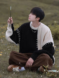 Xituodai  Knitted Sweater Men Pullover Oversize Sweaters Male Winter Harajuku Casual Streetwear Patchwork Autumn Hip Hop Spliced