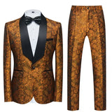 Xituodai Fashion New Men's Casual Boutique Business Wedding Host Flower Color Suits 3 Pcs Set Dress Blazers Jacket Pants Vest Coat