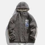 Xituodai Men  Wintern outfits Men Winter Fleece Jacket Lamb Wool Hooded Coat Mens Thick Warm Coat Loose Japanese Streetwear Casual Harajuku Zippered Jacket Xituodai Men  Wintern outfits