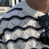 Xituodai Trendy Striped Jacquard Mens T Shirts Knitted O Neck Short Sleeve Hollow Out Knit T-shirts Summer Fashion Slim Men Knitted Tees Xituodai