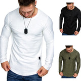 Xituodai Autumn Long Sleeve T-shirt Men's Solid Color Splicing Leisure Menswear