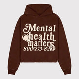 Xituodai Mental Health Matters Print Hoodies Women Men Streetwear Oversized Sweatshirt Goth Y2k Top Harajuku Pocket Hoodie Men Clothing