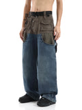 Xituodai  Patchwork Baggy Wide Leg Jeans Pants Men Distressed Denim Trousers Male Oversize Japanese Streetwear Safari Style Casual