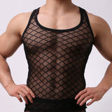 Xituodai Men Summer Sexy Transparent See-through Sexy Vest Sleeveless Shirts Gym Sports Tanks Tops Man Solid Color See Through Undershirt