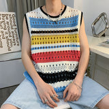 Xituodai Summer Sweater Vest Men Chic All-match Males Streetwear Beach Style Korean Fashion  Cozy Knitwear College Unisex Daily