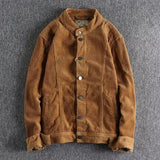 Xituodai Corduroy Jacket for Men Retro Trendy Casual Versatile Slim Fit Stand Up Collar Fashionable Outerwear Xituodai