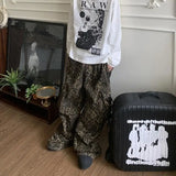 Xituodai Tan Leopard Cargo Pants Men Y2K Parachute Oversize Wide Leg Trousers Male Streetwear Hip Hop Harajuku Animal Print