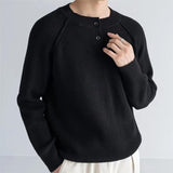 Xituodai Men's patchwork solid color sweater Winter fashion trend slim and simple with Henry collar knit long-sleeved base