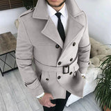 Xituodai Chic Men Woven Lapel Double Row Button Trench Long Sleeve Blazer Jackets Spring Autumn New Slim Business High Quality Suit Coats