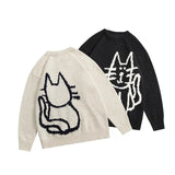 Xituodai 2024 Fall Fashion  Sweater Cute Cat Graphic Vintage Knitwear Y2K Sweaters Winter Harajuku Oversized Pullover Sweater Aesthetic Unisex Clothes Teens