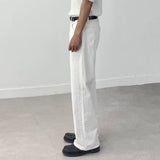 Xituodai New White Denim Men's Spring and Autumn Loose Style Japanese Fit Washing Vintage Casual Wy-drag Long Pants that's it.