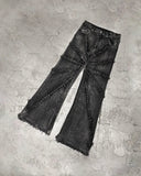 Xituodai Y2k Fashion New American Tassel Black And Gray Washed Jeans Men Street Gothic Punk Style Teenagers Retro Loose Wide-leg Pants