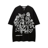 Xituodai Y2K Hip Hop Figure Printed T Shirt Tide Play Printed Oversized Tops New Harajuku Fashion Casual All Match Loose Tops Streetwear