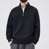 Xituodai Half zipper hoodie men autumn and winter new trend pure color simple loose casual stand collar top coat