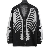 Xituodai 2025 Fall Fashion  Harajuku retro men's skull printed long sleeve cardigan sweater cardigan V-neck button down coat y2k sweater vintage sweater