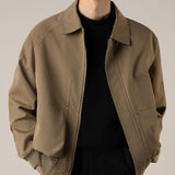 Xituodai Men's elegant solid, Brown black coat, Loze Rappel plush top, zipper short jacket, vintage street wear