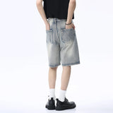 Xituodai Denim Shorts Men Street Vintage Thin Summer LOOSE Distressed Streetwear Casual Baggy Half Vaqueros Pants Simple Y2k Men's Jeans