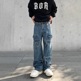 Xituodai Cargo Jeans Men Big Pocket Loose Autumn Vaqueros Pantalones Hombre Streetwear Casual Blue Trousers Y2k Baggy Winter Denim Pants