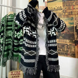 Xituodai Ethnic Style Knitted Cardigan Men Loose Lazy Tassel Sweater Shawl Autumn Winter Hip Hop Couple Knitting Top Coat Streetwear