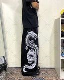 Xituodai Y2K Harajuku Retro Baggy Oversized Sweatpants Gothic Punk Style Dragon Print Straight Casual Pants Men Trendy Brand Streetwear