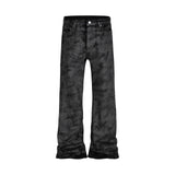 Xituodai High Street Hand Brushed Glue Sparkling Baggy Flare Jeans for Men Y2k Pantalones Hombre Leather Pants Oversized Denim Trousers