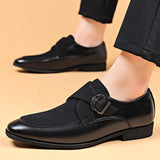 Xituodai Ejiejia Men's Leather Shoes Luxury Faux Suede Splicing Loafers Gentlemen Business Dress Shoes Male Buckle Straps Low Heel Wedding Shoes