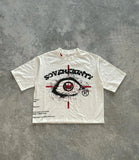 Xituodai American Trendy Gothic Big Eyes Letter Print Oversized T-Shirt Men's Y2K Loose Harajuku Versatile Fashion Short Sleeve Top