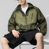 Xituodai Spring Summer Sunscreen Clothing Thin And Light Hooded Jacket Men Patchwork Ice Silk Coat Outdoor Fishing Mountain Travel Top